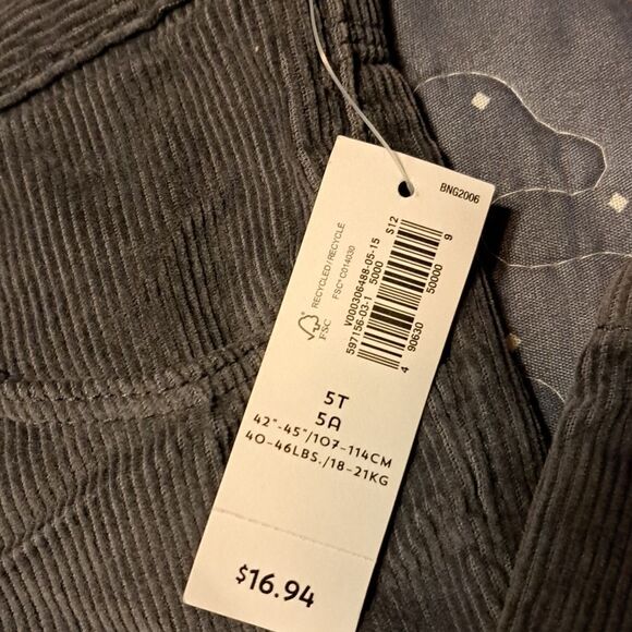 Old Navy gray straight corduroy pants size 5T NWT - Picture 3 of 5